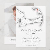 Carte de truro MA Cape Cod Mariage noir et blanc (Devant / Derrière)