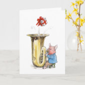Carte de tuba-soufflement de porc de joyeux (Fleur jaune)