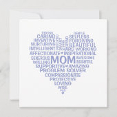 Carte de typographie cardiaque de maman carré (Devant)
