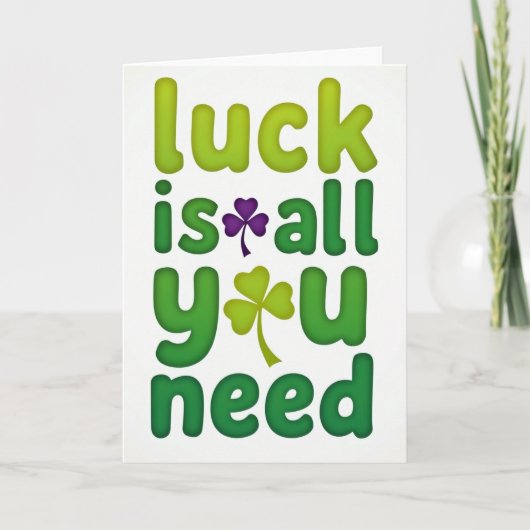 Carte de typographie Chance verte (Devant)