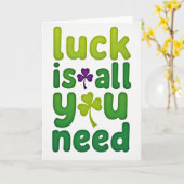 Carte de typographie Chance verte (Fleur jaune)