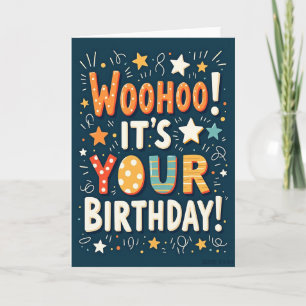 Carte de typographie d'anniversaire sarcelle