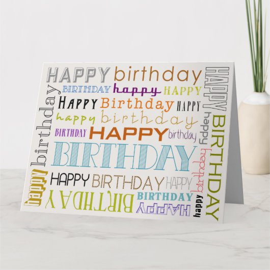 Carte de typographie d'anniversaire Unisex Multico (Devant)