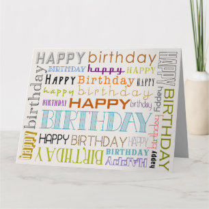 Carte de typographie d'anniversaire Unisex Multico