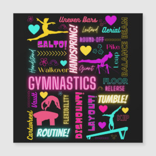 Carte de typographie de gymnastique de filles colo