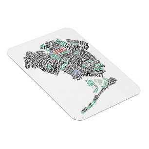 Carte de typographie de Queens NY Flexi Magnet