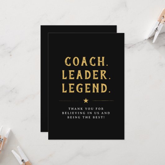 Carte de typographie or Coach Leader Legend (Devant/Arrière en situation)