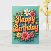 Carte de typographie orange joyeuse (Fleur jaune)