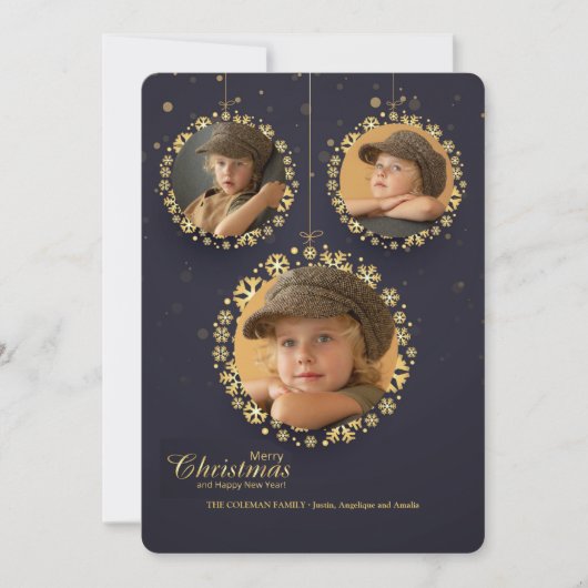 Carte de vacances 3 photos d'ornements suspendus (Devant)