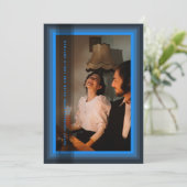 Carte de vacances à cadre bleu (Debout devant)