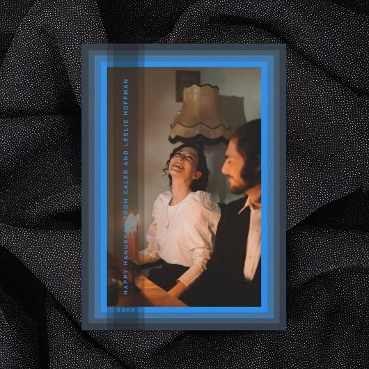 Carte de vacances à cadre bleu