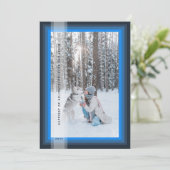 Carte de vacances à cadre bleu (Debout devant)