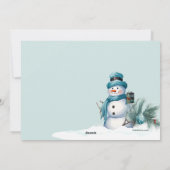 Carte de vacances à cadre bonhomme de neige plat (Dos)