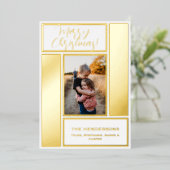 Carte de vacances à cadre photo géométrique gras e (Debout devant)