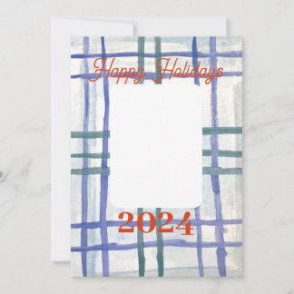 Carte de vacances à carreaux bleus