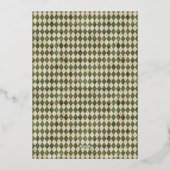 Carte de vacances à carreaux verts avec feuille d' (Verso)