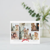 Carte de vacances à collage photo avec nœud rouge  (Debout devant)