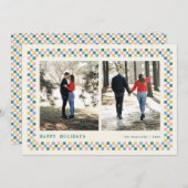 Carte de vacances à damier - Bleu sarcelle  (Devant / Derrière)