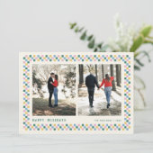 Carte de vacances à damier - Bleu sarcelle  (Debout devant)