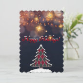 Carte de vacances À damiers Noël Arbre plat (Debout devant)