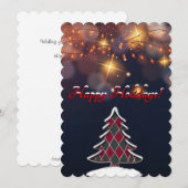 Carte de vacances À damiers Noël Arbre plat (Devant / Derrière)