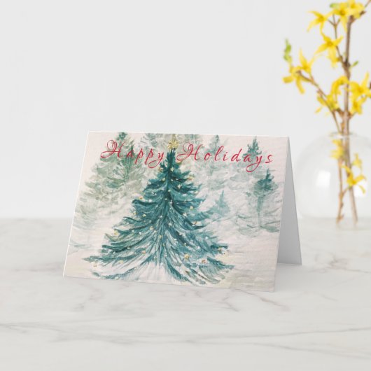 Carte de vacances à feuillage persistant (Fleur jaune)