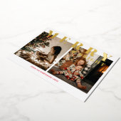 Carte de vacances à feuilles d'or 2 photos Joyeux  (Rotation)