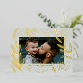 Carte de vacances à feuilles dorées et feuillage g (Debout devant)