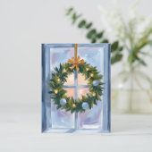 Carte de vacances à l'aquarelle Couronne de vacanc (Debout devant)