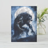 Carte de vacances à l'aquarelle de loup-garou féro (Debout devant)