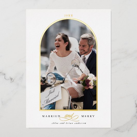 Carte de vacances à motif photo d'arche mariée et  (Recto)