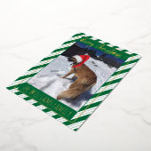 Carte de vacances à motif rayures vertes avec phot (Rotation)