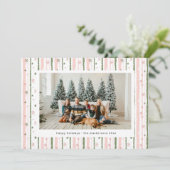 Carte de vacances à papier peint à rayures roses P (Debout devant)