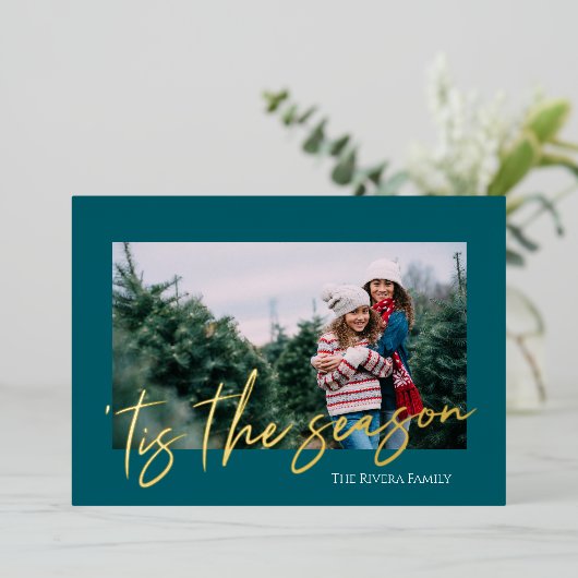 Carte de vacances à photo unique avec grand script (Debout devant)