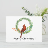 Carte de vacances à plat avec cardinal sur une cou (Debout devant)