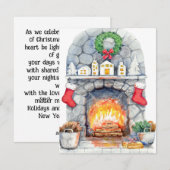 Carte de vacances à plat près du feu (Devant / Derrière)