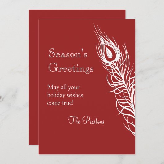 Carte de vacances à plumes de paon (Devant / Derrière)