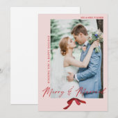 Carte de vacances à ruban rouge aquarelle "Joyeux (Devant / Derrière)