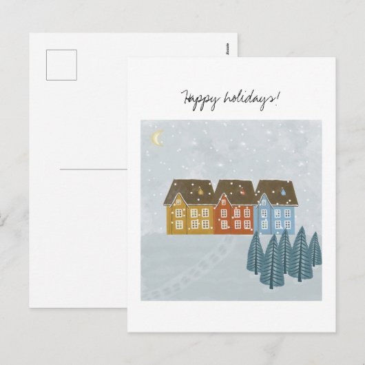 Carte de vacances à thème hiver (Devant / Derrière)