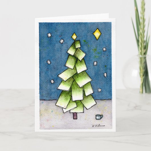 Carte de vacances Abstraite de Noël Arbre (Devant)