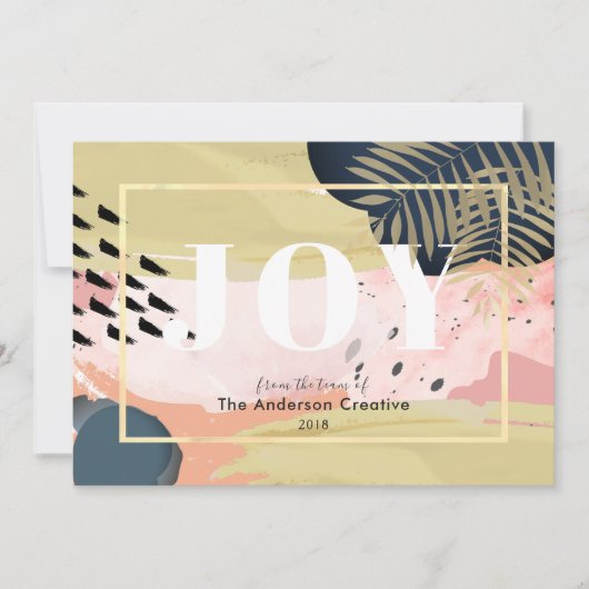 Carte de vacances Abstraite Pink Gold Navy (Devant)