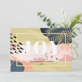 Carte de vacances Abstraite Pink Gold Navy (Debout devant)