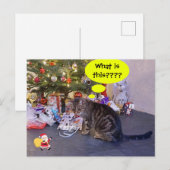 Carte de vacances amusante avec chaton et Père Noë (Devant / Derrière)