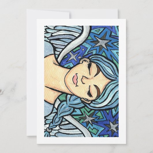 Carte de vacances Ange Bleu les Yeux Fermés (Devant)