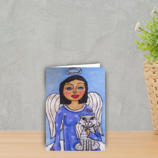 Carte de vacances Ange et Chat