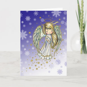 Carte de vacances ange flocon de neige mignon Art