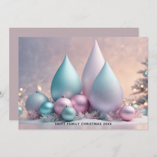 Carte de vacances au pastel doux - Art de Noël 3D (Devant / Derrière)