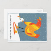 Carte de vacances au poulet neige (Devant / Derrière)