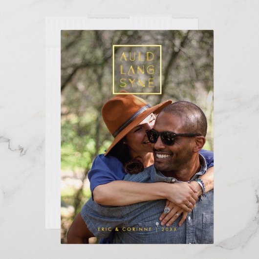 Carte de vacances Auld Lang à cadre à huile - noir (Enveloppe)