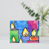 Carte de vacances aux chandelles colorées (Debout devant)